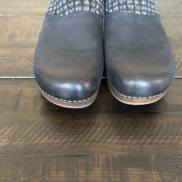 Dansko Size 7.5-8/38 Bev Black Nubuck Leather Clogs Mule Nursing Shoes Medical - Picture 9 of 16